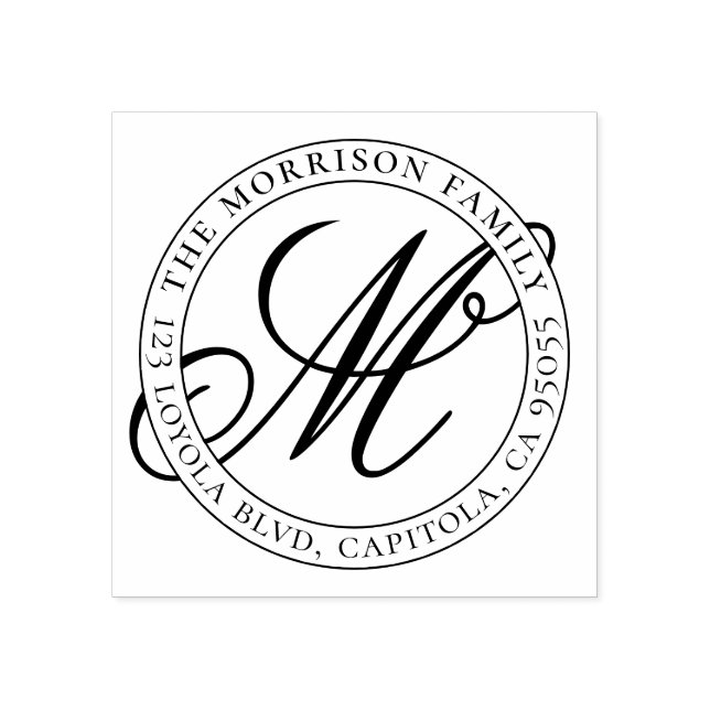 Create Your Own Script Monogram Family Address Rubber Stamp (Imprint)