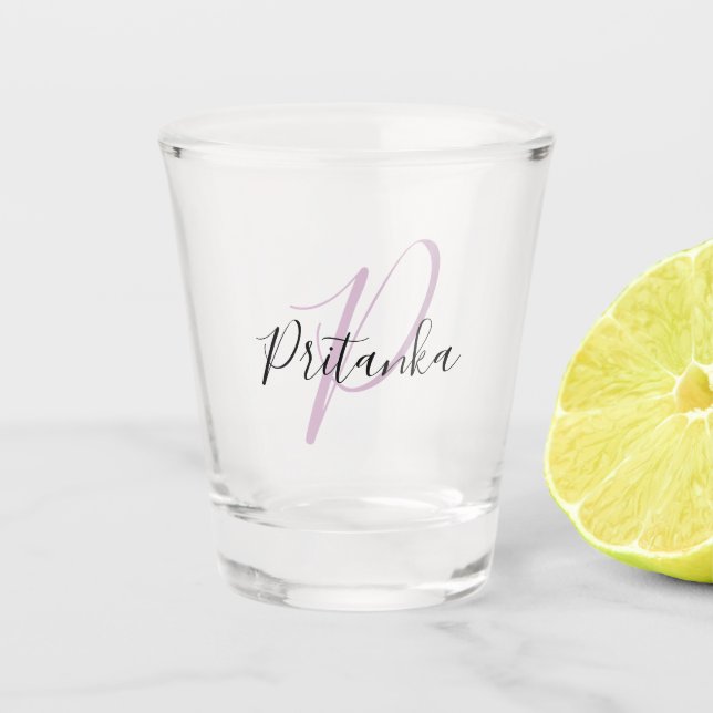 Create Your Own Script Monogrammed Initial & Name  Shot Glass (Front)