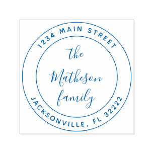 Create Your Own Script Round Return Address Self-inking Stamp