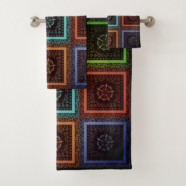 Create Your Own Seamless Pattern. Chequered Repeat Bath Towel Set (Insitu)