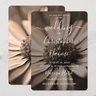 Create Your Own Sepia Flower Closeup Wedding Invitation