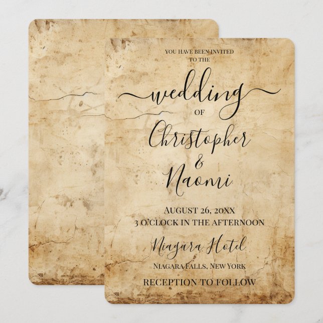 Create Your Own Sepia Vintage Rustic Paper Invitation (Front/Back)