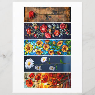 Create Your Own Set of 5 Mixed Floral Bookmarks