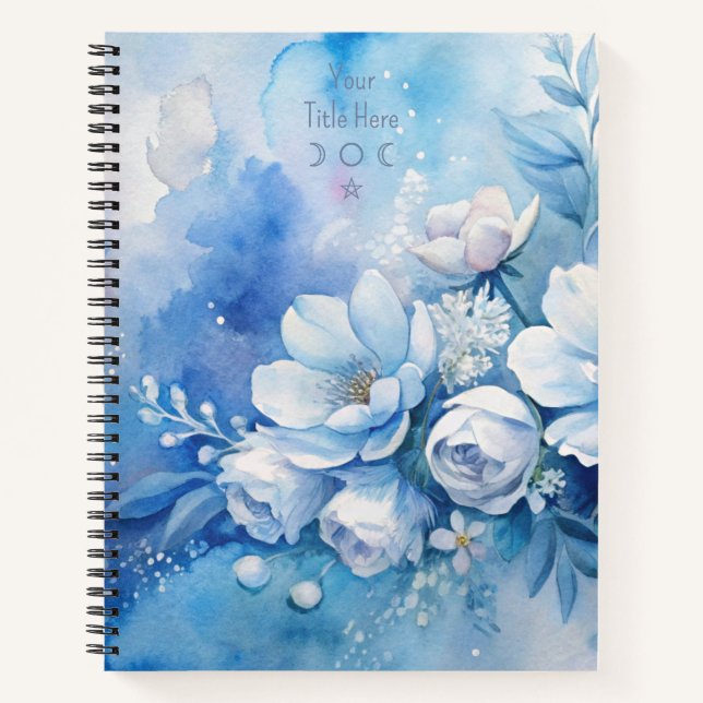 Create Your Own Shabby Chic Blue Purple Roses Notebook (Front)