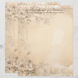 Create Your Own Shabby Chic Grunge Flowers Floral Custom Letterhead