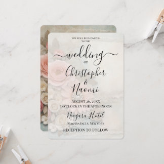 Create Your Own Shabby Chic Pink Paper Flowers Invitation