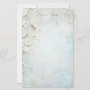 Create Your Own Shabby Chic Plum Blossoms Bird Stationery