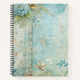Create Your Own Shabby Chic Romantic Blue Peony Notebook