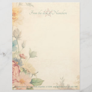 Create Your Own Shabby Chic Victorian Rose Bouquet Custom Letterhead