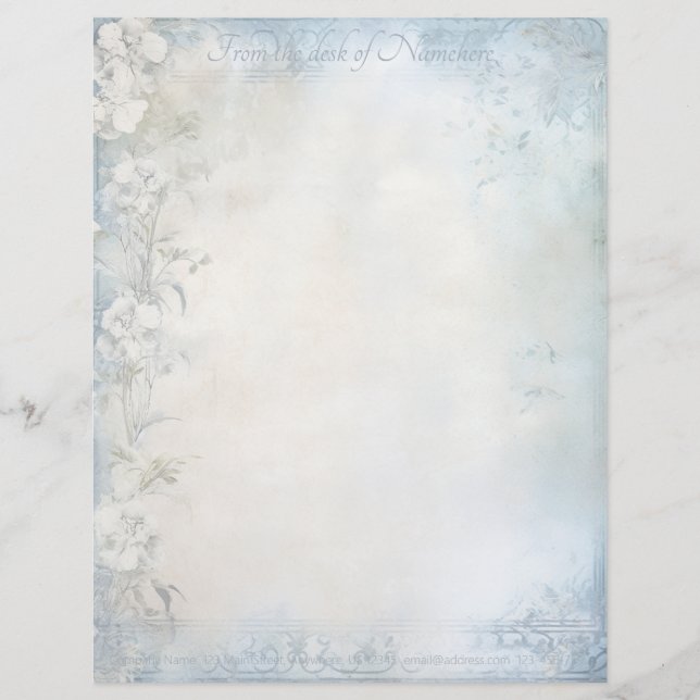 Create Your Own Shabby Chic White Carnations Custom Letterhead (Front)