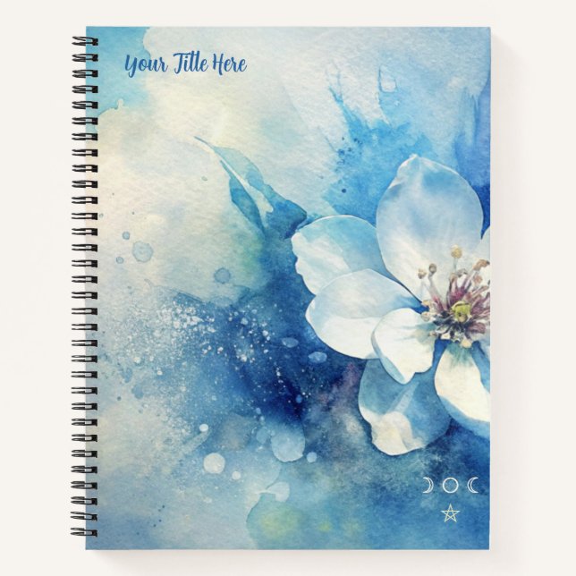 Create Your Own Shabby Chic White Tea Rose Blue Notebook (Front)