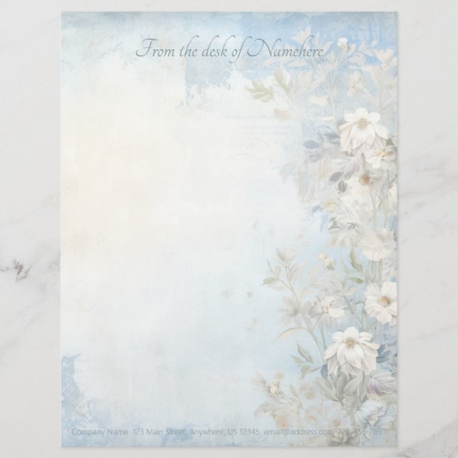 Create Your Own Shabby Chic Wildflowers Custom Letterhead (Front)