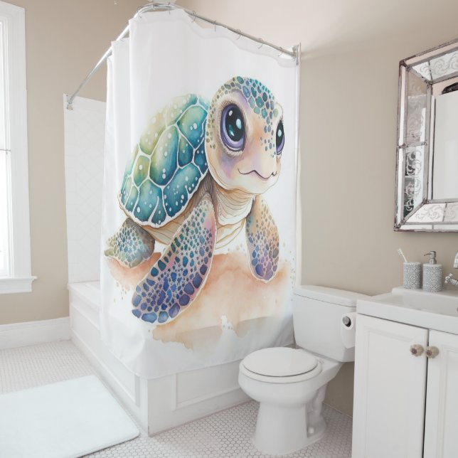 Create Your Own Shower Curtain With Baby Turtle (In Situ)