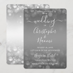 Create Your Own Silver Grey Bokeh Invitation