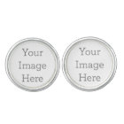 Create Your Own Silver Plated Round Cufflinks