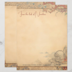 Create Your Own Silver Sea Wyrm Mediaeval Custom Letterhead