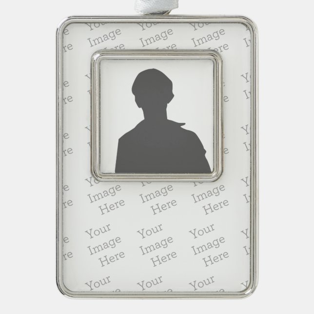 Custom Framed Ornament (Vertical), Silver Tone (Front)