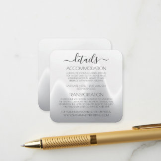 Create Your Own Silver Wave Minimalist Wedding Enclosure Card