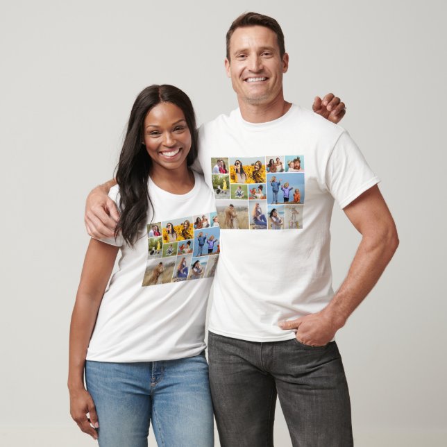 Create Your Own Simple 12 Photo Collage Unisex T-Shirt (Unisex)