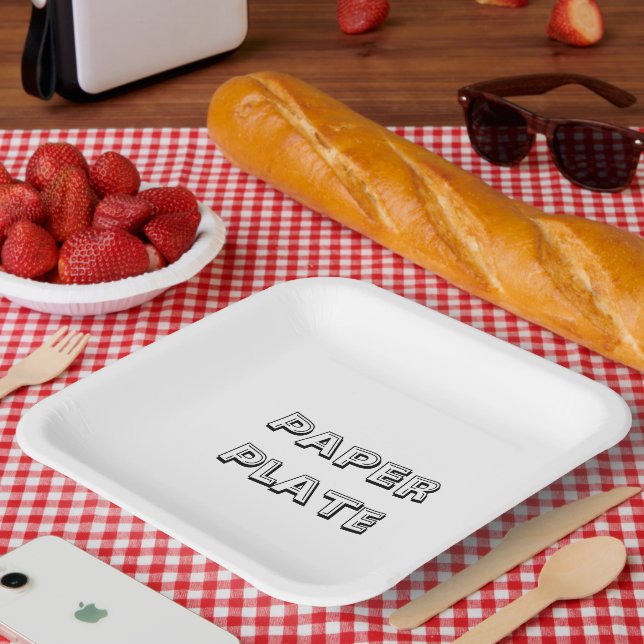 Create Your Own Simple Brand Promotion 9" Square Paper Plate (Picnic)