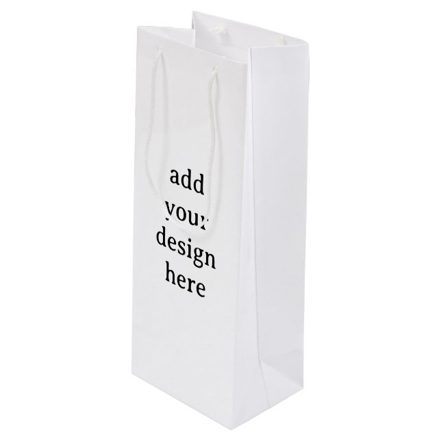 Create Your Own Simple Custom 4.75” x 4” x 13” Wine Gift Bag (Front Angled)