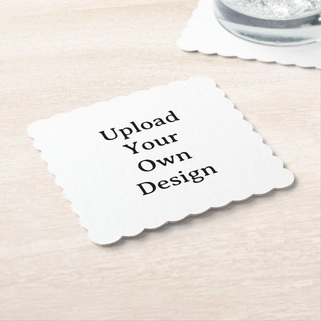 Create Your Own Simple Custom Scalloped Square Paper Coaster (Angled)