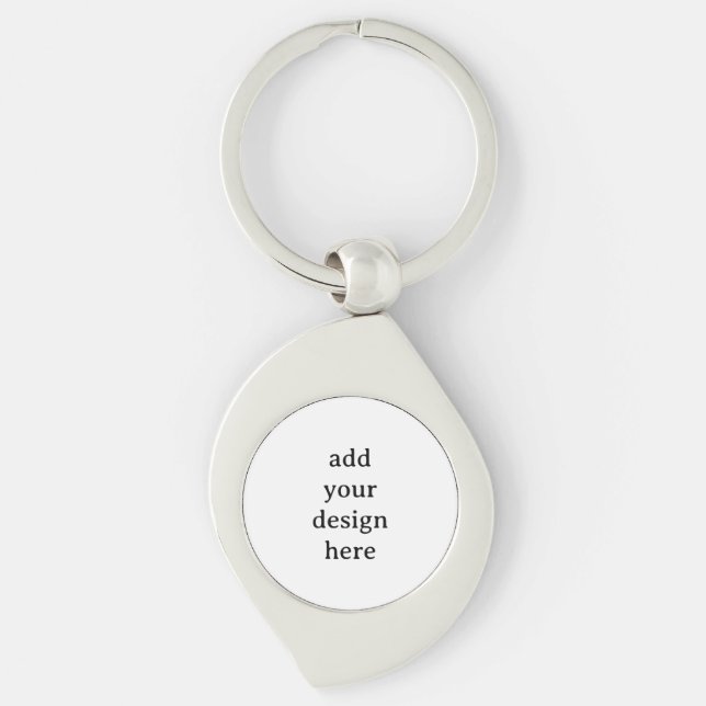 Create Your Own Simple Custom Swirl 2"x1.4" Metal  Key Ring (Front)