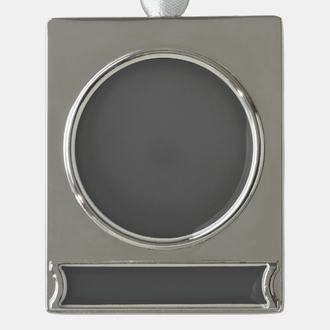 Create Your Own simple dark gray Silver Plated Banner Ornament (Front)