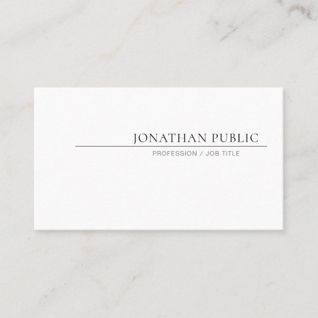 Create Your Own Simple Design Elegant White Plain Business Card (Front)