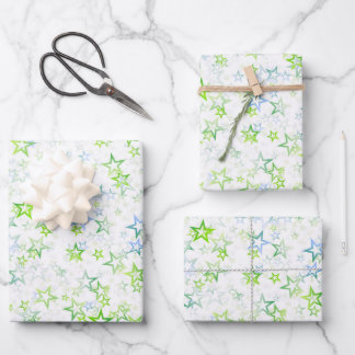Create Your Own Simple Faded Stars Pattern Wrapping Paper Sheet