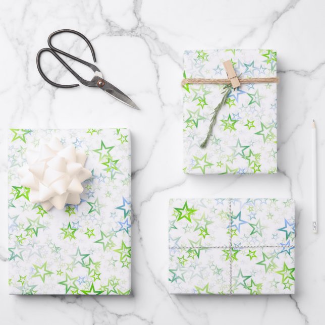 Create Your Own Simple Faded Stars Pattern Wrapping Paper Sheet (Front)