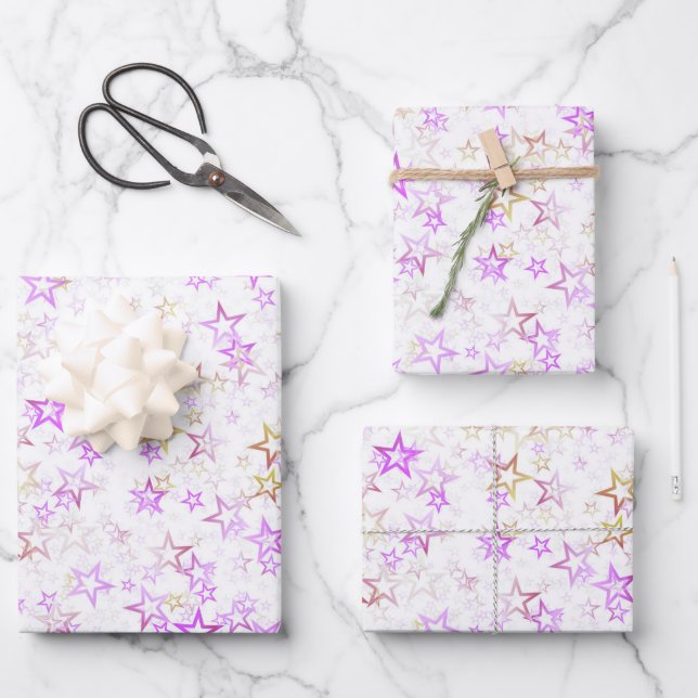 Create Your Own Simple Faded Stars Pattern Wrapping Paper Sheet (Front)