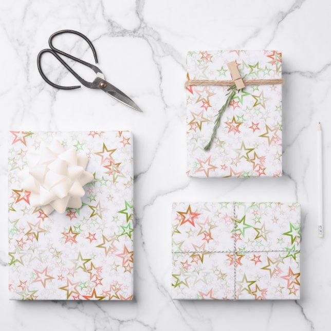 Create Your Own Simple Faded Stars Pattern Wrapping Paper Sheet (Front)