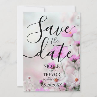 Create Your Own Simple Pink Flowers Wedding Save The Date