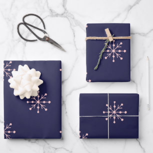 Create Your Own Simple Purple Pink Snowflakes Wrapping Paper Sheet