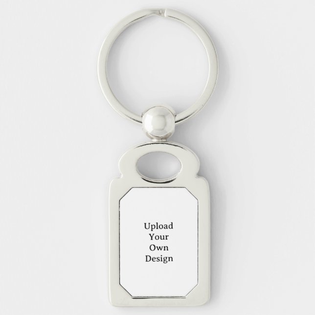 Create Your Own Simple Rectangle 1.8"x1.1" Metal  Key Ring (Front)