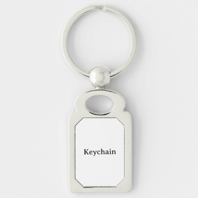 Create Your Own Simple Rectangle 1.8"x1.1" Metal  Key Ring (Front)