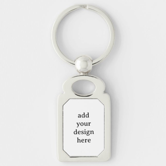 Create Your Own Simple Rectangle 1.8"x1.1" Metal  Key Ring (Front)