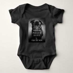 Create Your Own Simple Single Photo & Custom Text  Baby Bodysuit
