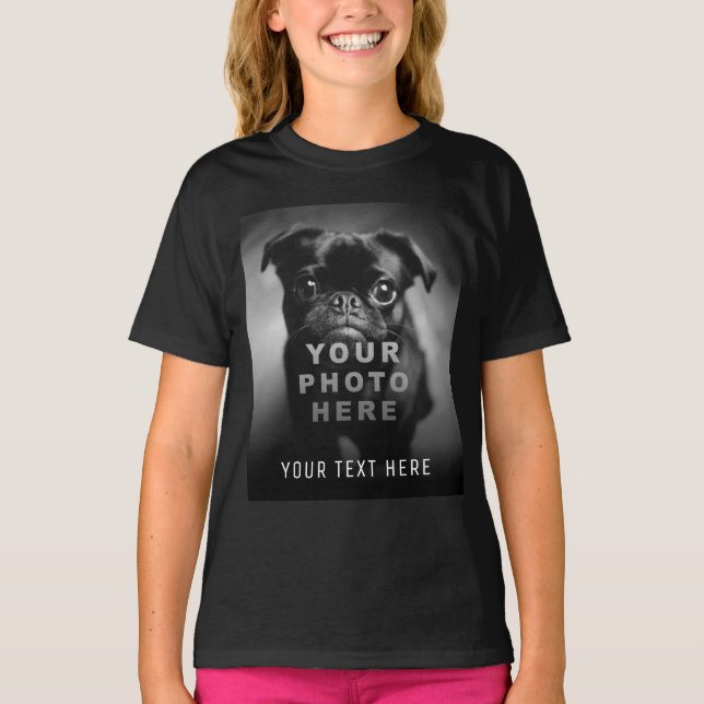 Create Your Own Simple Single Photo & Custom Text  T-Shirt (Front)