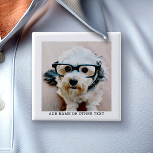 Create Your Own Single Photo Gallery white border 15 Cm Square Badge