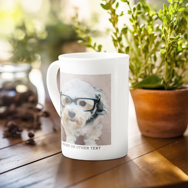 Create Your Own Single Photo Gallery white border Bone China Mug (Personalized mug with photos and text, customize completely in the advanced design area)