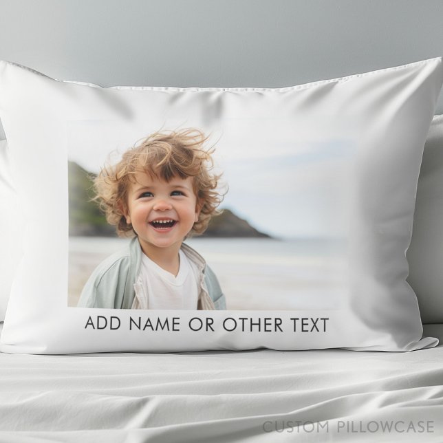Create Your Own Single Photo Gallery white border Pillowcase (Custom Pillowcase with Photo Collage)