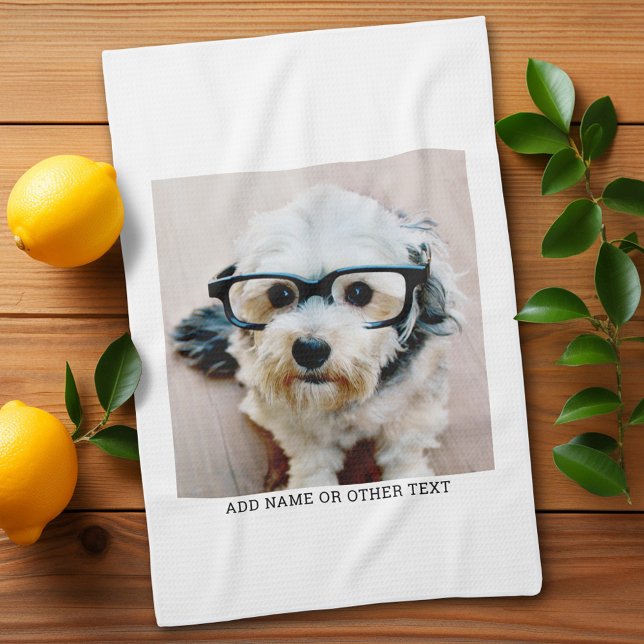 Create Your Own Single Photo Gallery white border Tea Towel (Custom kitchen towel)