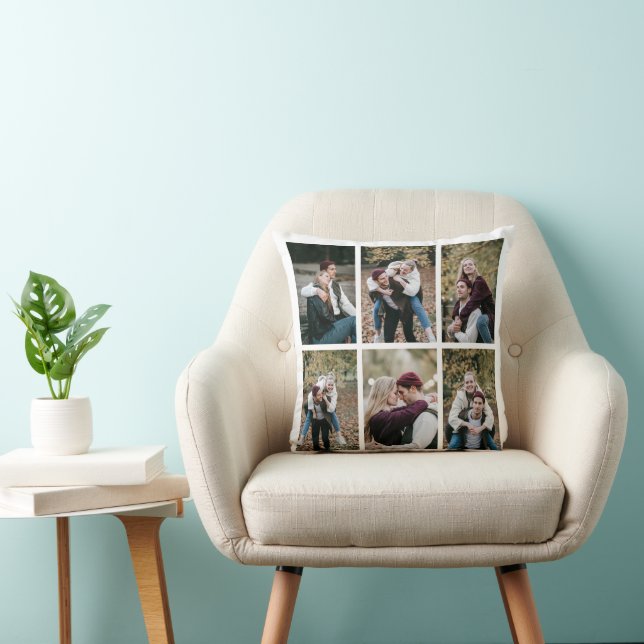 Create Your Own Six Photo Collage Throw Pillow (Chair)