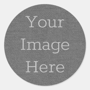 Create Your Own Slate Grey Burlap Linen Weave Classic Round Sticker