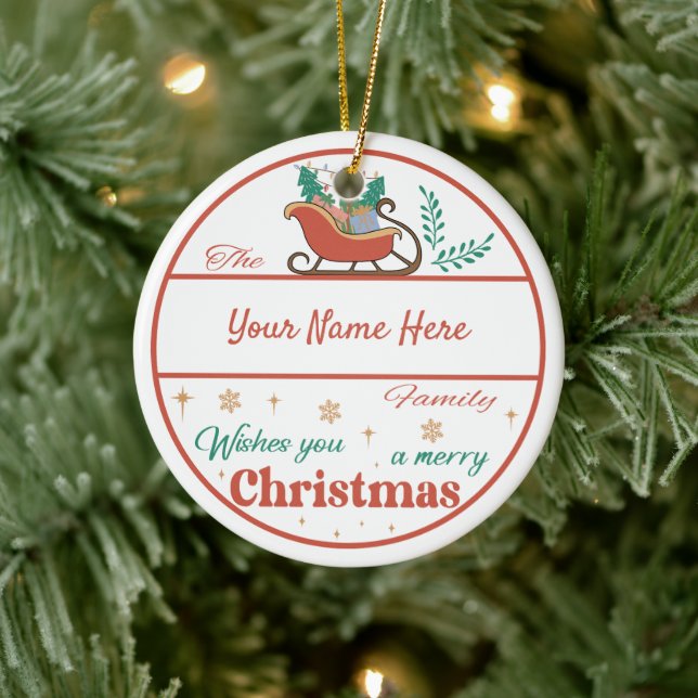 Create Your Own Sleigh Name & Year Christmas Ceramic Tree Decoration (Tree)