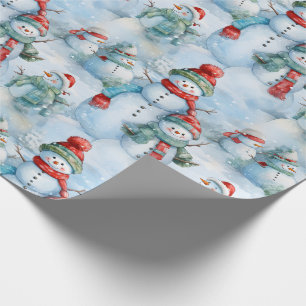 Create Your Own Snowman Field Wrapping Paper