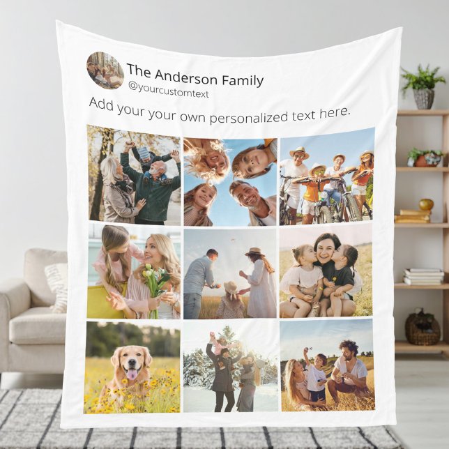 Create Your Own Social Media Photo Collage Fleece Blanket (Creator Uploaded)