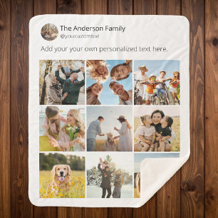 Create Your Own Social Media Photo Collage Sherpa Blanket